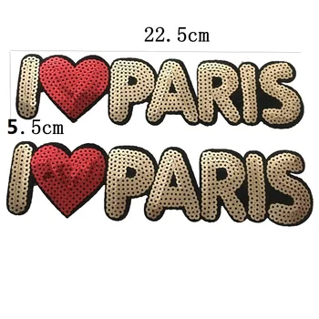 2pcs Železa Na Obliži Oblačila Moda Parizu Sequined Obliži Srebrna Zlata Tiste Nalepke, 3D Šivanje Obliži DIY Dekoracijo - 