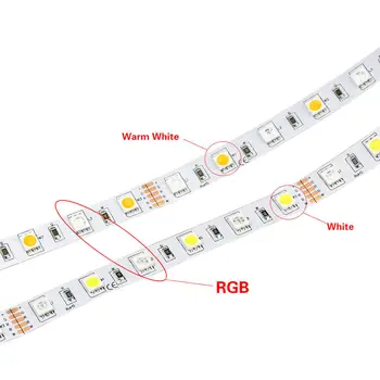 DC12V 5M RGBW (RGB+Bela) RGBWW (RGB +Topla Bela) SMD 5050 LED Trak Svetlobe 60LEDs/m Upogljiv LED Trak Trak - 