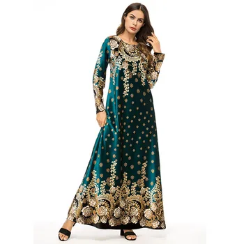 Ženske Muslimanskih Obleke Dolgo Sleeved Boutique Tiskanja Plius Velikost Modnih Oblačilih Luxe Eleganten Design Festival - 