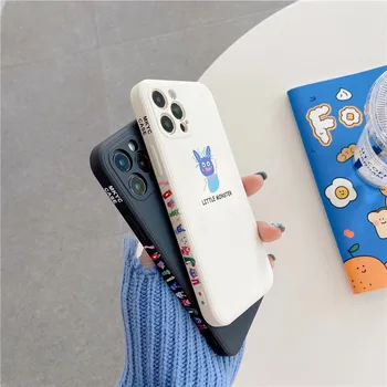 Lepe Risanke Desno-kota Načrt Mehko Tekoče Silikona Primeru Telefon za IPhone 11 12 Pro Max 12Mini X XS XR 8 Plus Kritje Shockproof - 