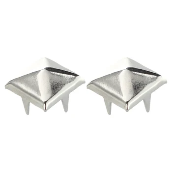 100 X srebrno Kovice klinov kvadratnih za Torbe/Čevlji/Rokavice 9 mm - 