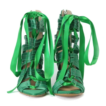 Prvotni Namen Novih Krasen Ženske Sandale Open Toe Tanke Visoke Pete Sandala Elegantno Zelena Čevlje, Ženska, Plus NAS Velikosti 4-15 - 