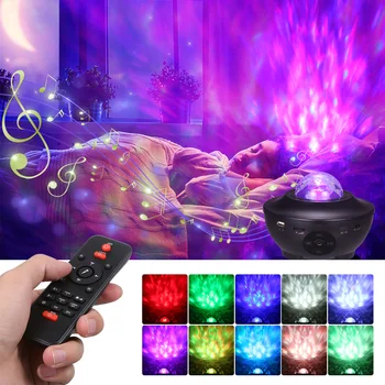 USB LED Star Noč Lahka Glasba Zvezdnato Vodni Val LED Projektor Svetlo Modra-zob Projektor Zvok-Vključi Projektor Svetlobe Dekor - 