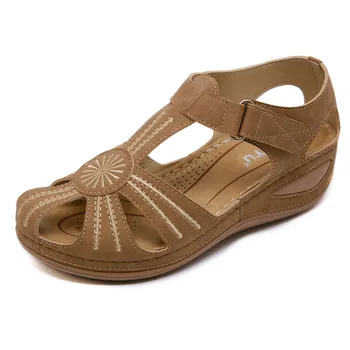 Poletje ženske sandale PU Kavljem & Zanke Klini Udoben Mehko Dame Sandale zapatos de mujer ženske čevlje velikost 36-44 modra Kaki siva - 