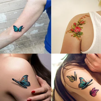 Temp Body Art Začasne Tetovaže Nalepke Nastavite 3D Ponaredek Tatoo Odrasli Otroci Metulj Cvet Nepremočljiva Nalepke SK88 - 