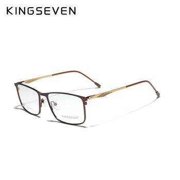 KINGSEVEN Titanove Zlitine Optičnih Očal Okvir Moških 2020 Kvadratnih Kovinskih Kratkovidnost Podporo po meri recept leče 1.56 1.61 - 