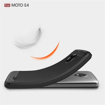 Bosilang Za Motorola E4 Ogljikovih Vlaken Teksturo Brušena TPU Telefon Kritje Primera - 