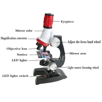 Trinocular Mikroskop za Otroke Kit Lab LED 100X-400X-1200X Biologijo Leče Tinyscope Telefon Doma, Šole, Izobraževalne Znanosti - 