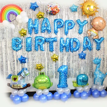 1 Niz x Aluminija Film Balon Banner Bunting Self Napihovanju Folijo Stranka Happy Birthday Lepe Izdelave Balon - 