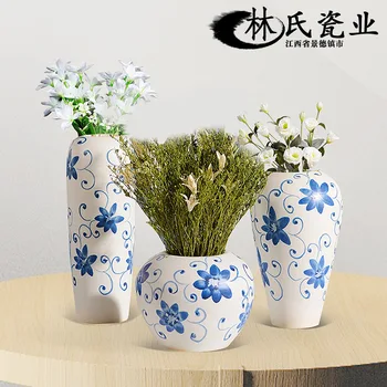Jingdezhen keramike sodobno ročno pobarvane modro in belo vzorec cvet vazo model sobi doma oprema hotel dekoracijo - 