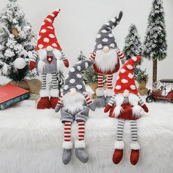 Božič Elf Dekoracijo Ročno Trak Sedel Stoji Gnome švedski Lutka Igrača M68E - 