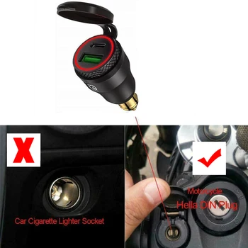 Nepremočljiva Tip C + USB Vtičnico za Polnilnik za BMW Motorrad DIN Plug Adapter - 
