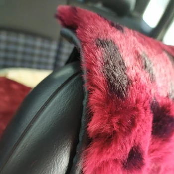 Luksuzen Avto Sedeža Kritje Rdeče Leopard Toplo Specializiranimi za umetno Krzno, Auto Spredaj Sedežna Blazina Pad Notranje zadeve Zaščitnik Univerzalni Fit Za Van Tovornjak SUV - 