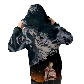 Napad na Titan Hoodie Zadrgo Kapuco Ženske/Moški Long Sleeve Hooded Majica Harajuku Ulične Unisex Prevelik Oblačila - 