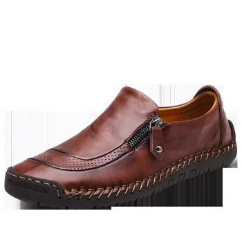 Nove moške usnjene priložnostne čevlji dihanje korejski elegantni usnjeni čevlji za moške usnja ročno sešijejo Britanski stil za moške čevlji - 