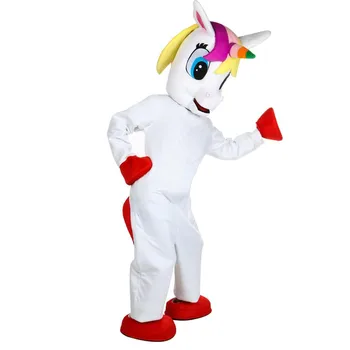 Samorog maskota kostum, ki Plujejo pod Konj Maskota Kostum Mavrica ponija fancy oblačenja noša za odraslo žival Halloween party - 