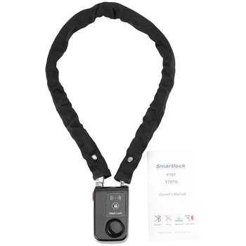 Črna Smart verižna Ključavnica 80 cm Smart Nepremočljiva Bluetooth Zaklepanje 110Db Najnovejše Anti Theft Alarm brez ključa Telefon App Nadzor Zaklepanje Dostop - 