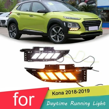 Za Hyundai Kona 2018-2019 Spredaj L+R LED DRL z Vključite Signal Dnevnih Luči za Meglo Lučka 3 Barve - 