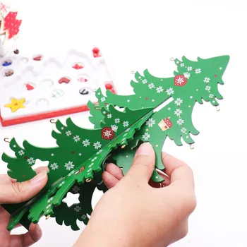 3D DIY Lesene Božično Drevo Ornament Obesek Tabela Namizno Dekoracijo Za Otroke Darilo Božič, Novo Leto Stranka Ponudbe - 
