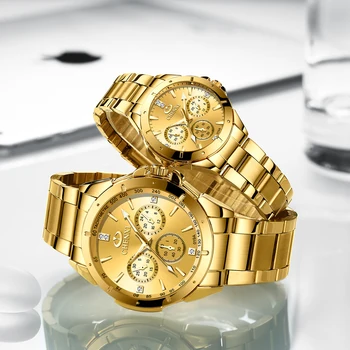 CHENXI Luxury Gold Izbiranje Mens Ure Nov Modni Posel Quartz uro Moških iz Nerjavečega Jekla Svetlobna Nepremočljiva Zapestne Ure - 