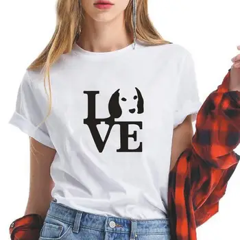Harajuku Cotton Tee Shirt Femme 2019 Poletje Novo O-vratu Bela Črna Risanka Natisnjeni Ženske Tshirt Tumblr Hipster Smešno T-shirt - 