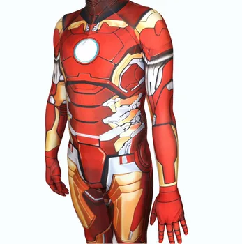 Moške Spandex Maščevalec Ironman Cosplay Kostume Odraslih Lycra Zentai Moške Obleke Halloween odraslih Iron Man Bodysuit Kostum - 