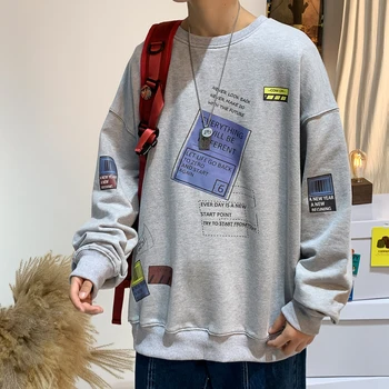 ZAZOMDE Prevelik Sweatshirts Japonski Slog Natisnjeni Moški Puloverji s kapuco 2020 Jeseni Harajuku Sweatshirts Človek Priložnostne Puloverji Vrhovi - 
