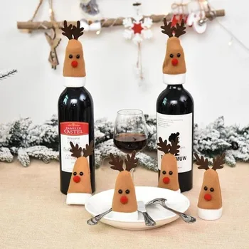 10pcs/set Božič Vina, Steklenico Kritje Elk Steklenico Skp Zajema Namizni Dekor Stranka Božično Darilo - 