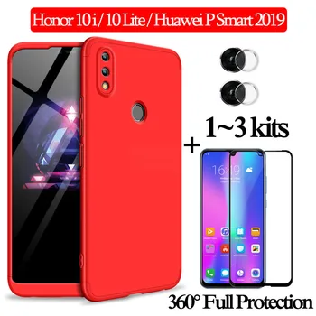 1-3 kompleti Steklo + 360 Oklep Primeru Za Honor10i 10Lite Popolno Zaščito Primeru Huawei-P-Smart-2019 Plastičnih Trdi Primeru Zajema čast 10i - 