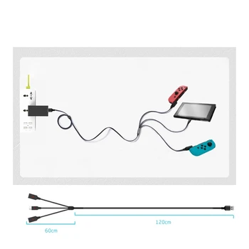 3 v 1 za Hitro Polnjenje Kabel LED Zaslona Napajalni Kabel za Nintendo Stikalo Igralno Konzolo in Joycon - 