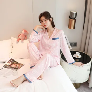Kitajski Slog Pižamo bo Ustrezala Ženski More Saten Novost 2PCS Mirovanja Nastaviti Intimno Perilo Nov Prihod Domov Oblačila Sleepwear - 