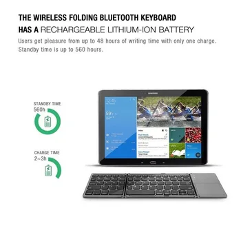 KuWFi Mini Brezžična Bluetooth Tipkovnica 64Keys Zložljive Sledilno ploščico Multi-funkcijo Tiho Tipkovnico za ipad, Windows, Android, iOS - 