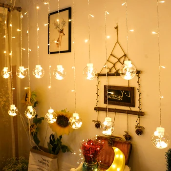 2,5 M 60 LED, ki Želijo Žogo Zavese Niz Luči EU za Zavese Spalnica Poroka Doma Božični Okraski, Razsvetljava luces navidad - 