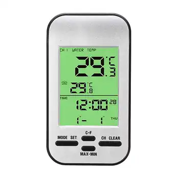 LCD-Zaslon Nepremočljiva Zunanji Senzor Brezžični Bazen Termometer Vode Temperatura Detektorja Čas Koledar - 