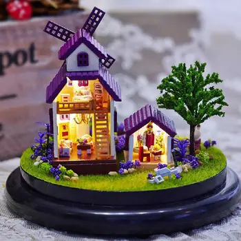3D Lesene Lutke Ročno Ferris Wheel DIY Lutka Hiša Miniaturni Pohištvo Model Stavbe Igrače Za Otroke Darilo za Rojstni dan Casa - 