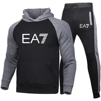Nova blagovna znamka moški pulover s kapuco bo ustrezala šport pulover obleko volne hoodie + sweatpants obleko, dvodelno, tek moški pulover 3XL skladbo su - 