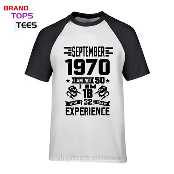 Vintage Rojen septembra 1970 majica s kratkimi rokavi moški, Rojen leta 1970 T-majice Retro Oče Oče Zahvalni dan Darilo za Rojstni dan Tshirt - 