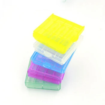 Vroče Candy Barve Prenosne Trde Plastike Baterije Primeru Imetnik Shranjevanje Primera Polje za 4 x AA / AAA baterije s Kljuko Nosilec - 