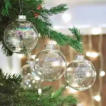 Stekla, ki visi žogo Božično drevo obesek Mavrica žogo Pregleden Božič Božič pearl baubles stekla dekoracijo penda Q2R3 - 