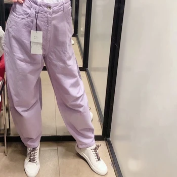 Tangada ženske violet Elegantna mama jeans hlače 2020 nov prihod dolge hlače žepi zadrgo svoboden priložnostne ženskega jeansa hlače 4M108 - 
