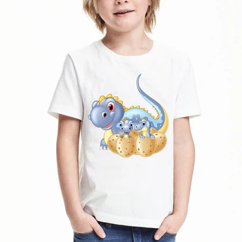 Dinozaver fant t shirt za dekleta vrhovi poletje tiskanja graphic tee luštna otroška oblačila otroci oblačila dekleta 8 do 12 kratek rokav - 