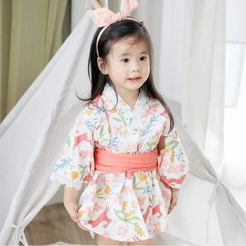 Poletje Japonski kimono otrok kimono yukata obleko Japonski obleko japonski baby dekle kimono plašč srčkan otroci plesne kostume - 