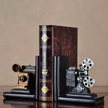 Novi Retro Camera Bookend Film Film Projektor Črna Srebrna Kolektor je Projekt Creative Naslonjač Vintage Nakit Študija Soba Stud - 