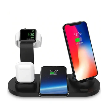 Qi Brezžični Polnilnik 4 v 1 Apple Watch Polnilnik Dock iphone polnilno Postajo Micro USB Tip C Stojalo Hitro Polnjenje Za Vse Telefon - 
