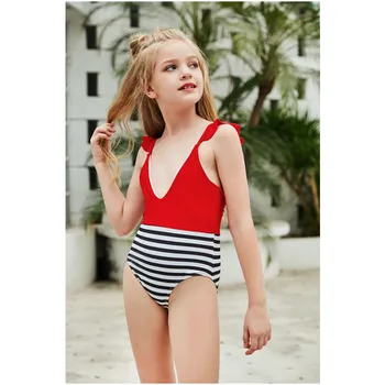 COOBBU Prugasta Mozaik Otroci En Kos Kopalke Dekleta Kopalke Baby Plažo Otrok Poletje kopalke Plavati enodelne Obleke - 