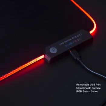 Vococal Besegad 31 x 12 Palca Velik USB Žična LED RGB Barvna Osvetlitev Gaming Mouse Pad Non-Slip Prenosni Računalnik Miši, Mat črna - 
