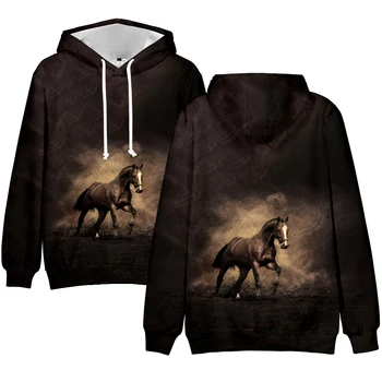 Teči Konj 3D Tiskanja Hoodies Moški ženske Ulične Equus caballus Hoodie Equus Sweatshirts Samorog Puloverju toplo Outwear vrhovi - 