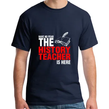 Vintage Tshirt za Moške Ni Strah Zgodovine Učitelj Je Tukaj Moška T-shirt Kratek Rokav Crewneck Bombaž Skupine tee t majica - 