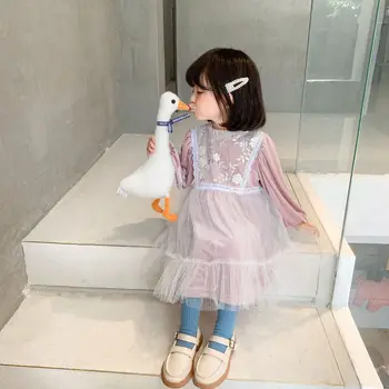 Jeseni srčkan baby dekleta žamet očesa princesa obleke 1-6 let stranka obleko dekle moda - 