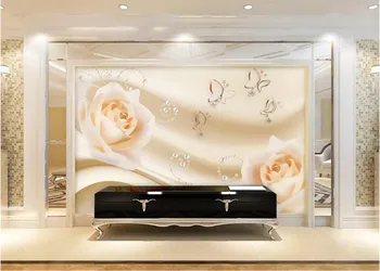 Foto ozadje cvet srebro krpo 3D stereoskopski spalnica, dnevna soba, TV ozadju stene metulj velika zidana ozadje - 